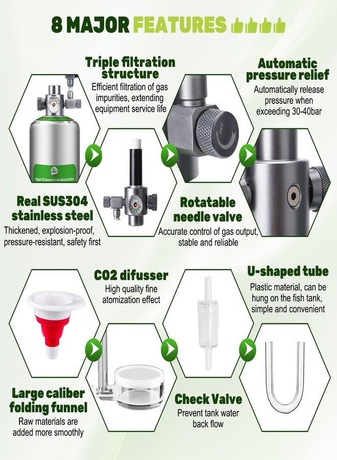 Hygger CO2 Upgraded 2L/5L Aquarium CO2 Generator System with Timer-Enabled Motor Valve, Upgrade CO2 System Kit with Quick-Release Structure for Aquarium Plants Tanks (2L) - Image 5